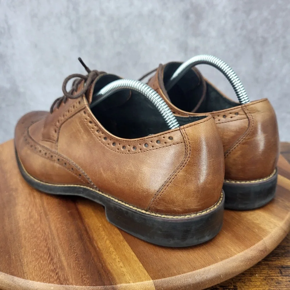 Stacy Adams Oxford‎ Shoes Mens 10.5 Brown Leather  Wingtip Brogue Dress Shoes